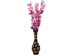 India Meets India Handmade Wooden Flower Vase w/ 7 Yellow Artificial Flowers  Sticks [12 Pink Vase] Decorative Flower Vase for Home Décor/Living  Room/Office/Table Top/Dining Area and Windowsill Décor 