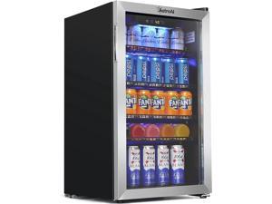 AstroAI Beverage Refrigerator and Cooler with Temperature Control - 120 Can Mini Fridge with Glass Door for Beer Soda or Wine - Drink Fridge for Office/Bar with Reversible Door and Removable Shelves
