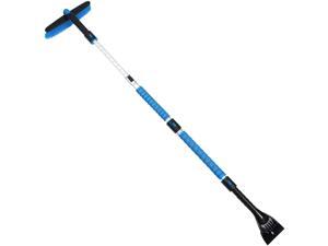 AstroAI 62.4" Ice Scraper and Extendable Snow Brush for Car Windshield and Foam Grip with 360° Pivoting Brush Head for Christmas Car Auto Truck SUV(Blue)