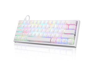 60% Gaming Keyboard, STOGA White Mini Keyboard with Rainbow Blacklit, Wired Mechanical Keyboard for Computer, 61keys RGB Keyboard with Brown Switch,Small White Keyboard for Windows PC/Mac Gamers