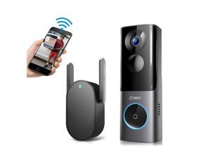 360 Wireless ring doorbell Video Doorbell with Radar Sensor, 2K UltraHD 5MP Doorbell Camera with Chime, Rechargeable 5000mAh Battery, Free 8GB Local Storage, Human Face Detection, IP66 Waterproof