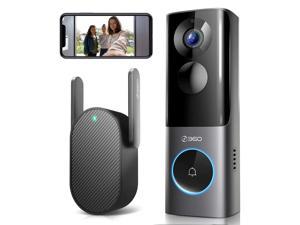 360 Wireless ring doorbell Video Doorbell with Radar Sensor, 2K UltraHD 5MP Doorbell Camera with Chime, Rechargeable 5000mAh Battery, Free 8GB Local Storage, Human Face Detection, IP66 Waterproof