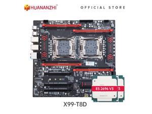 HUANANZHI X99 T8D X99 Motherboard Intel Dual with Intel XEON E5 2696 V3*2 combo kit set support DDR3 ECC M.2 NVME NGFF USB3.0