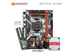 HUANANZHI X99 8M T X99 Motherboard with Intel XEON E5 2666 V3 with 2*16G DDR3 RECC memory combo kit set NVME USB3.0 ATX Server