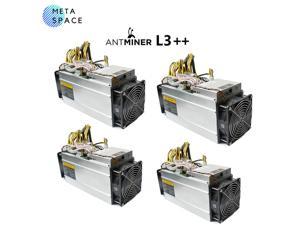 Four Units Sets ANTMINER L3++( All Machine Come With power supply and Cable)Scrypt Litecoin Miner 580MH/s LTC Come with Doge Coin Mining Machine ASIC Miners Better Than ANTMINER L3 L3+ S9 S9i S9J