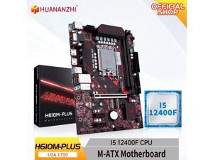 HUANANZHI H610M PLUS Motherboard MATX with Intel Core i5 12400F LGA 1700 Supports DDR4 2400 2666 2933 3200MHz 64G M2 NVME SAT