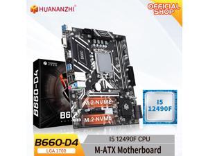 HUANANZHI B660 D4 MATX Motherboard with Intel Core i5 12490F LGA 1700 Supports DDR4 2400 2666 2933 3200MHz 64G M2 NVME SATA30
