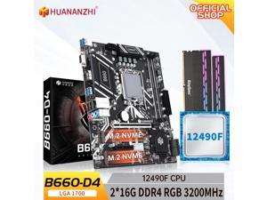 HUANANZHI B660 D4 MATX Motherboard with Intel Core i5 12490F LGA 1700 with 216G DDR4 3200mhz NON ECC memory combo kit