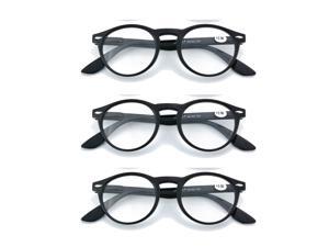 3 Pack Vintage Spring Hinge Black Reading Glasses Round Readers 3 Pack Vintage Spring Hinge Black Reading Glasses Round Readers