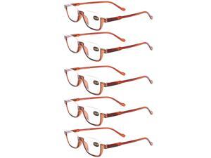 5 Pack Retro Half Moon Semi-Rimless Reading Glasses Spring Hinge Readers 5 Pack Retro Half Moon Semi-Rimless Reading Glasses Spring Hinge Readers