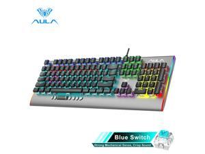 AULA F2099 Mechanical Game Keyboard Gaming Keyboards Blue Switch Wired 104 Keys Anti-ghosting Backlit Light for Gamer PC