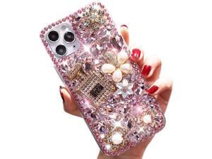 szawcyna for iPhone 12 mini Bling Phone Case 3D Luxury Sparkle Glitter Diamond Crystal Rhinestone Pumpkin Car Charm Pendant Protective Case Cover
