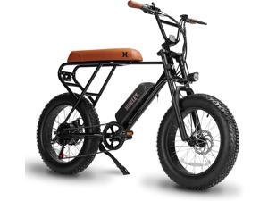 Ebike 20'' Fat Tire Electric Bike, 500W Motor, Removable 48V/20Ah Battery Snow Mountain Electric Bicycle with Long Banana Seat, 6 Speed Shimano
