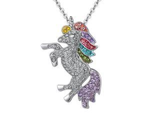 Trendy For Women Baby Gifts High Quality Unicorn Animal Necklace Girls Rainbow Necklaces & Pendants