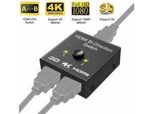 HDMI Splitter 4K HDMI Switch, 2 x 1 or 1 x 2 HDMI Switcher Bidirectional 2 Inputs 1 Output, No External Power Needed, Supports for 4K/3D/1080/HDCP HDTV/Blu-Ray Player/DVD/DVR/Xbox HDMI Splitter 4K HDMI Switch, 2 x 1 or 1 x 2 HDMI Switcher Bidirectional 2 Inputs 1 Output, No External Power Needed, Supports for 4K/3D/1080/HDCP HDTV/Blu-Ray Player/DVD/DVR/Xbox