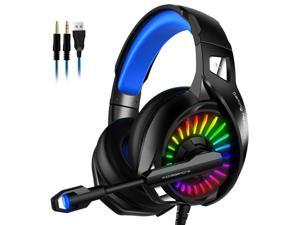 Gaming Headset with Microphone, Compatible with PS4 PS5 Xbox One PC Laptop, Over-Ear Headphones with LED RGB Light, Noise Canceling Mic, 7.1 Stereo Surround Sound Gaming Headset with Microphone, Compatible with PS4 PS5 Xbox One PC Laptop, Over-Ear Headphones with LED RGB Light, Noise Canceling Mic, 7.1 Stereo Surround Sound