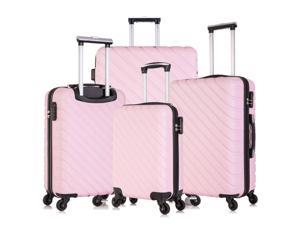 Apelila 4 Piece Hardshell Luggage Sets,Travel Suitcase,Carry On Luggage with Spinner Wheels Free Cover&Hanger Inside Light Pink