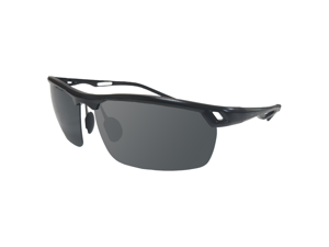 Macro Giant Sport Sunglasses, Black Frame, Dark Gray Lens, Polarized, 100% UV protection, UV 400 with case, Al-Mg