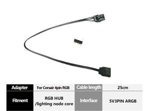 For Corsair RGB Fan (4-pin) to Asus Aura/MSI Mystic Light A-RGB Adapter Cable