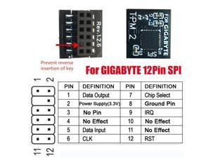 Version 2.0 Standard 12PIN Connector TPM2.0 Security Module Supports for Gigabyte 12PIN SPI WIN11 System Upgrade