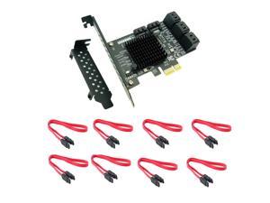 1PC PCIe to 8 Port SATA Controller Expansion Card with 8pcs SATA Cable(40cm)