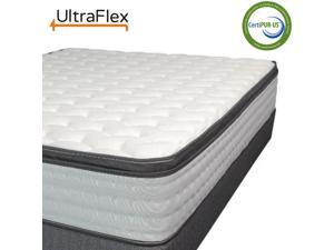 Ultraflex LUSH- 12" Orthopedic Eurotop Pocket Coil Premium Foam Encased, Eco-friendly Hybrid Mattress (Made in Canada)- King Size with Waterproof Mattress Protector