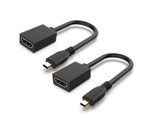 Micro HDMI to HDMI Adapter Cable, Micro HDMI to HDMI Cable (Male to Female) for Gopro Hero and Other Action Camera/Cam with 4K/3D Supported (2 Pack-8 Inch)