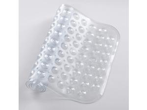 Non-Slip Bathtub Mat with Strong Suction Cups - Small PVC Anti-Slip Anti-Bacterial Bathroom Shower Mat for Tub - (27.5 x 15-Inch, Clear)