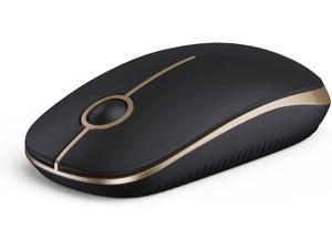 Wireless Mouse,  2.4G Slim Portable Computer Mice with Nano Receiver for Notebook, PC, Laptop, Computer-Gold and Black