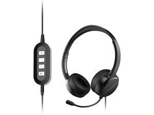 USB Headset with Mic, Headset with Microphone Noise-Cancelling, PC Headset Wired,3.5mm Audio Cable/USB Adapter, Wired Control, for Skype, Business Meetings, Webinars, Office,Call Centres