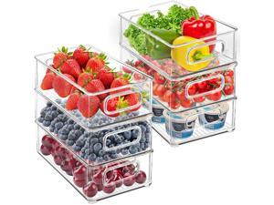Stackable Refrigerator Organizer Bins 6pcs,BPA Free Clear Containers for Fridge,Fridge Organizers and Storage Clear,10"x6"x3" Refrigerator Organizer,Heavy Duty Freezer Organizer,Freezer Organization