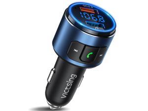 VicTsing Bluetooth Adapter Car AUX Bluetooth 5.0 Transimitter QC3.0 Wireless Radio Audio Adapter with LED Backlit USB Port