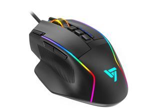 RGB Gaming Mouse Wired Gihokod Ergonomic Gaming Mice with Chroma RGB Backlit Black Comfortable Grip Optical PC Mouse Gamer for Windows Mac Fire Button 8000DPI Adjustable 8 Programmable Buttons 