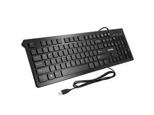 VicTsing Wired Keyboard, Membrane Keyboard with 104 Keys, Computer USB Keyboard with 5 Feet USB Cable and Foldable Stands, Chiclet Keyboard for Windows 98/XP/7/8/10/ Vista,Mac,Black