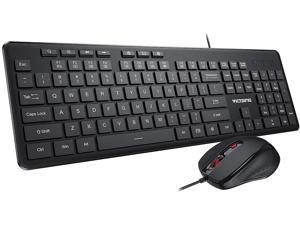 VicTsing Wired Keyboard and Mouse Combo, Full Size Whisper-Quiet USB Keyboard with Multimedia Keys and 3 DPI Adjustable Ergonomic USB Mouse for PC,Laptop,Desktop Computer.