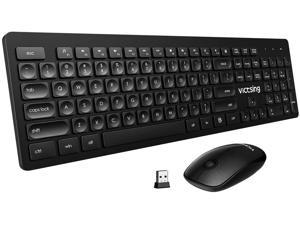 VicTsing Wireless Keyboard and Mouse ,2.4G Wireless Keyboard Mouse Combo,Cordless Computer Keyboard and Silent Mouse,Nano USB Receiver for PC Laptop Chromebook Notebook Windows,Black.