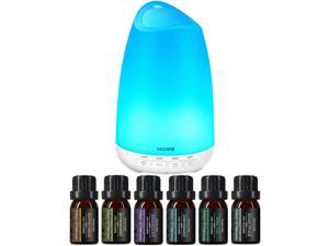 VicTsing Essential Oil Diffuser with Oils, 150ml Oil Diffuser with 6 Pure Essential Oils Set, 21dB Whisper-Quiet Aroma Diffuser with 8 Colors Night Light for Bedroom Home Baby