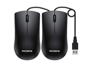 VicTsing Computer Mouse 2 Pack, USB Mouse Optical Wired Mouse with 25% Higher Efficiency for Office Work, Compatible with Computer Laptop, PC, Desktop, Windows 7/8/10/XP, Vista and Mac.