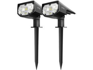 LITOM 12 LED Solar Landscape Spotlights, IP67 Waterproof Solar Powered Wall Lights 2-in-1 Wireless Outdoor Solar Landscaping Light 2 Lighting Mode  for Yard Wall Outdoor Garden 2 Pack Cold White