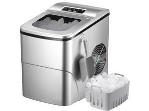 IKICH Ice Maker, Portable Electric Countertop Ice Maker, 6Mins Fast Ice Making Machine, 26lbs Bullet Ice Cube in 24 Hours, Self-Cleaning Portable Ice Maker with Scoop for Home, RV, Party