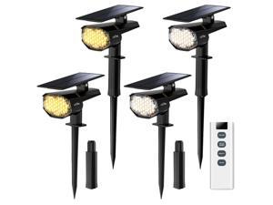 LITOM 30 LEDs Outdoor Solar Landscape Spotlights PRO IP67 Waterproof Wireless Solar Powered Landscaping Wall Light for Yard Garden Driveway Porch Walkway Pool Patio Cold & Warm White Adjustable 4 Pack
