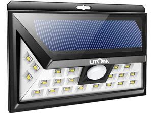 LITOM Original Solar Lights Outdoor, 3 Optional Modes Wireless Motion Sensor Light with 270° Wide Angle, IP65 Waterproof, Easy-to-Install Security Lights for Front Door, Yard, Garage, Deck