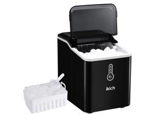 IKICH Portable Ice Maker Machine Counter Top, 12 KG/26lbs Ice in 24 Hrs, 9 Cubes in 7Mins Ice Cube Maker, Self-Cleaning & Ice Scoop & Basket & LED Display, for Home, Party, Kitchen, Office, Bar