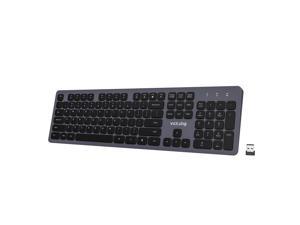 VictSing Rechargeable Wireless Keyboard, Quiet Ergonomic Ultra-slim Keyboard with 12 Multimedia Shortcuts & Metal-like Coating, Compatible with Windows 7/8/10/XP, Vista 7/8, Linux, Mac OS