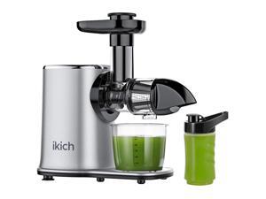 IKICH Masticating Juicer Machines 2-Speed Slow Masticating Juicer Easy to Clean, High Juice Yield, Reverse Function Cold Press Juicer Machine with Portable Bottle and Recipes for Vegetables and Fruits