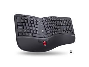 VicTsing Wireless Ergonomic Keyboard with Trackball and Scroll Wheel USB 2.4G Quiet Split Keyboard with 16 Multimedia Keys