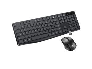 VicTsing Wireless Keyboard and Mouse Combo, Stylish Full-size Keyboard and 5-level of DPI Mute Mouse , 2.4GHz Wireless Connection with USB Receiver, Plug and Play, 12 Multimedia Shortcuts Keyboard