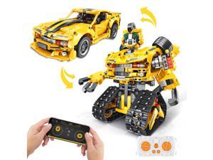 GILOBABY 901PCS STEM Remote Control Robot Car Toys, 2 in 1 Building Block Science Programmable Building Bricks Vehicle Toy Kit, with APP Controlled, Educational Toys Gift for Kids Adults Teen