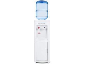 COSVALVE 5 Gallon White Electric Top Loading Hot/Cold Water Dispenser Cooler w/ Child Lock & Storage