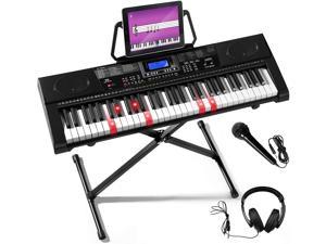 Mustar 61 Keys Keyboard Piano With Lighted Keys Electronic MIDI, Full Size Light Up Keyboards Piano, Touch Sensitive LCD Screen Piano Keyboard
